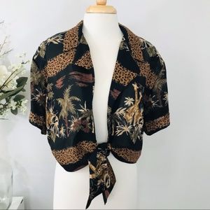 Vintage VIRGO Safari Tie Front Crop Top, 6